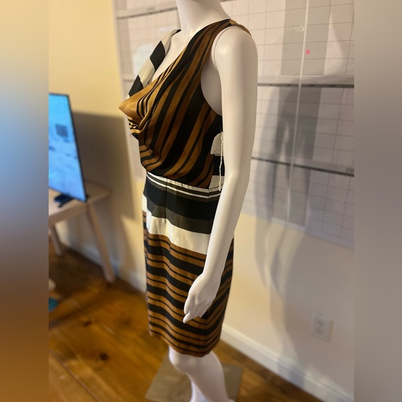 Bisou Bisou size 4 mod striped slouch collar work dress - Picture 7 of 9